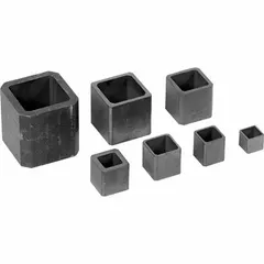 Carbon steel stem adapter with 22 mm actuator side size and square drive configuration. Designed to connect an actuator to a valve stem in square-to-square arrangements for torque transmission in automated valve systems.