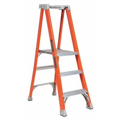 LOUISVILLE LADDER FXP1703 5 ft Fiberglass Podium Stepladder, 300 lb Capacity - General Purpose Podium Stepladders