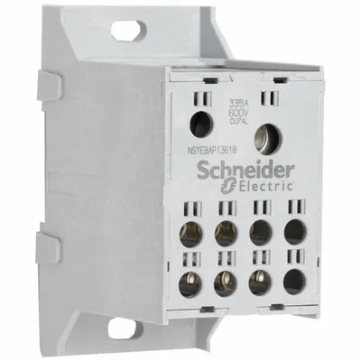 SCHNEIDER Power Distribution Block: Finger-Safe, Lug, Lug - Finger-Safe Blocks with Lugs