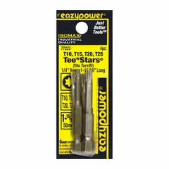 Insert bit with T6 Torx head and hex shank, made from S2 steel. Used for driving T6 Torx fasteners in precision assembly, electronics repair, and light industrial applications with compatible power tools or hand drivers.