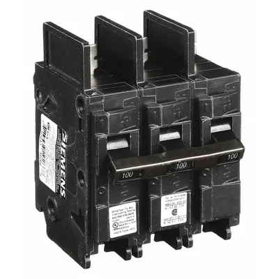 SIEMENS BQ3B100 Miniature Circuit Breaker, 100A, 240V AC, 3-Pole, Std - BQ & BQH Series, Bolt-On Siemens Miniature Circuit Breakers