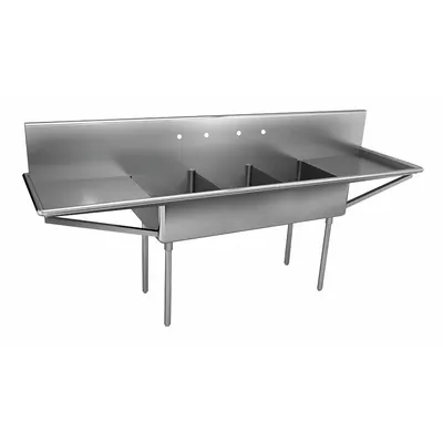 JUST MANUFACTURING Scullery Sink: 3 Bowls, 48 in Overall Ht, 123 in Overall Lg - Three-Bowl Freestanding Kitchen & Bar Sinks without Faucets