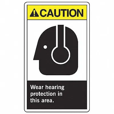 ACCUFORM LPPE600VSP Warning: Wear Hearing Protection In This Area. Signs, 5 PK