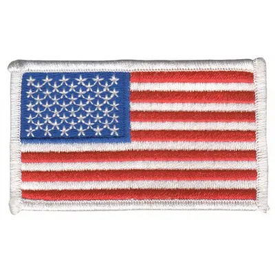 HEROS PRIDE Embroidered Patch: U.S. Flag, 3 3/8 in x 2 in, Red/White, Plastic, Sew-On - Embroidered Emblems