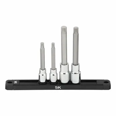 SK PROFESSIONAL TOOLS Socket Bit Set: 1 - 25 Pieces, 3/8 in, 1/2 in Drive Size, 4 Pieces - 12-Point Bit Socket Sets