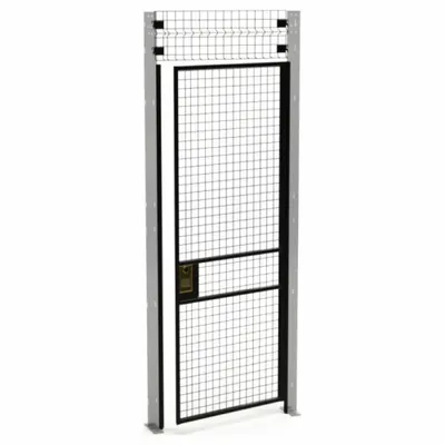HUSKY RACK & WIRE Swing Door: 8 ft H x 3 ft W x 1 3/4 in D, Black, Powder-Coated - Husky Rack & Wire Quick-Assemble Woven-Wire Partition Components