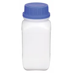 Polypropylene Rectangular Lab Bottle, 500 mL, 43 mm Screw Closure, White