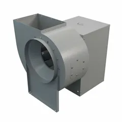 Belt-drive kitchen air blower with drive pack for commercial exhaust ventilation. Includes a 7 1/2 hp, 3-phase motor with Open Dripproof enclosure. Suitable for removing grease-laden air, smoke, and heat from cooking areas in food-service environments.