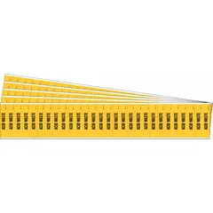 Yellow adhesive pipe marker with black legend reading 'Acid Waste'. Designed for pipes with outside diameter of 3/4 inch and smaller. Each pack contains 5 markers, totaling 28 pipe markers. No arrows included. Used for identifying pipes carrying acid waste in industrial facilities.