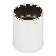 This 1/2" drive hand socket has a 9/16" spline drive size and standard length. Made of chrome, it is not tether capable. Suitable for fastening and loosening bolts and nuts in industrial maintenance, automotive repair, and assembly applications.