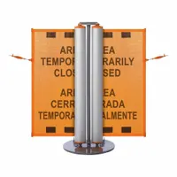 Dual Mobile Stand: 40 in Post Ht, 13 1/2 ft Belt Lg, Orange, 1 No. of Posts, Message (MPN ZPD-SPP-O)