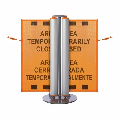 MODUS Dual Mobile Stand: 40 in Post Ht, 13 1/2 ft Belt Lg, Orange, 1 No. of Posts - Retractable Belt Barrier Systems
