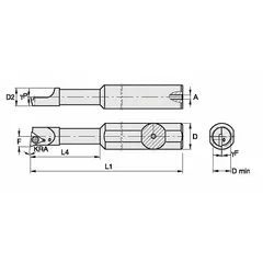 Indexable boring bar for internal machining operations including boring, facing, and contouring. Designed for use with indexable carbide inserts, providing rigidity and accuracy for achieving tight tolerances and smooth surface finishes on bores.