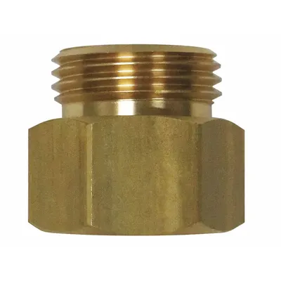 SANI-LAV Hose Adapter: Brass, Brass, 1 1/8 in Overall Lg, 3/4 in Inlet Connection Size - Faucet Sprayer Hose Adapters