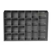 Compartment Drawer Insert: 13 3/8 in x 9 1/4 in x 2 in, 17 Compartments, 0 Dividers, Gray (MPN 229-95-17-IND)