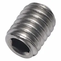 Metric cup point set screw with M6x1 thread and 8 mm overall length. Made of titanium with a plain finish and socket drive. Used to secure components onto shafts, with the cup point providing resistance against slippage