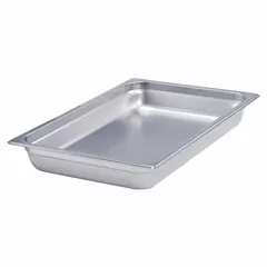 This CRESTWARE steam table inset pan is a ninth-size pan with a 2-1/2 inch overall depth, constructed from 24-gauge stainless steel. It is NSF certified for food safety and is not dishwasher safe. Commonly used in commercial foodservice to hold small portions of condiments, sauces, or garnishes in standard steam table wells.
