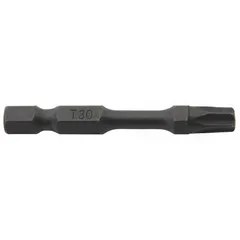 This impact Torx bit features a T30 Torx head size with a hex shank for secure retention in power tools. Constructed from S2 steel, it is designed for use with impact drivers and other power tools in driving and removing Torx fasteners. Suitable for applications such as industrial assembly, automotive repair, and metal fabrication.