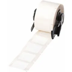 Precut label roll made of cryogenic autoclavable polyester, measuring 29/32 x 29/32 inches. Designed for use with M61-R4310 ribbon and M710 printer series with Media Adapter. Suitable for labeling in environments requiring resistance to extreme cold and sterilization, such as laboratory and medical asset tracking.