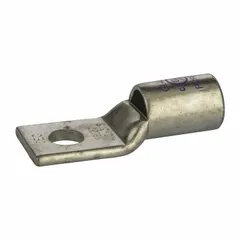 Standard copper one-hole compression lug for terminating 4/0 AWG to 1 AWG stranded copper wire onto a 3/8 in stud. Suitable for power distribution, panel building, and heavy equipment wiring applications.