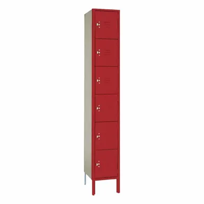 LYON Wardrobe Locker: 12 in x 18 in x 78 in, 6 Tiers, 1 Units Wide, Louvered - Louvered Metal Box Lockers