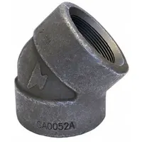 This threaded high-pressure pipe elbow is constructed of steel with Class 3000 rating. It features 3-inch female NPT threaded connections on both ends, used to change flow direction in piping systems