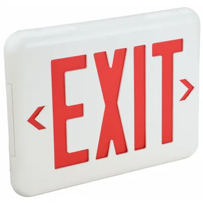 DUAL-LITE Exit Sign: Emergency Battery Backup, LED, White, Red, 1 or 2 Faces, Ceiling/End/Wall - Plastic Lighted Exit Signs