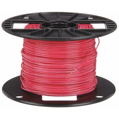 SOUTHWIRE Building Wire: Copper, 18 AWG, 1 Conductors, Solid, Red, 500 ft Lg - Copper TFN/TFFN Building Wires