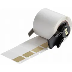 Vinyl wraparound label in brown matte finish, sized 1 1/2 in x 3/4 in, for wire gauges 10 AWG to 4 AWG. Compatible with M611 printer series and requires M7-R4300 ribbon. Used for permanent identification of wires in electrical panels, control cabinets, and cable management systems.