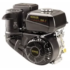 This 7 hp gasoline engine delivers 10.5 lb-ft gross torque and features a recoil start. The 3/4 in shaft is drilled and tapped 1.125 in deep x 5/16-24 UNF. A muffler is included. Suitable for lawn and garden equipment, pressure washers, and industrial machinery.
