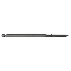 Impact-rated slotted head bit with hex shank, made from S2 steel. Imperial size with standard bit industry size 6F-8R. Sold in a 5-pack. Suitable for fastening and loosening slotted screws in assembly and maintenance tasks.