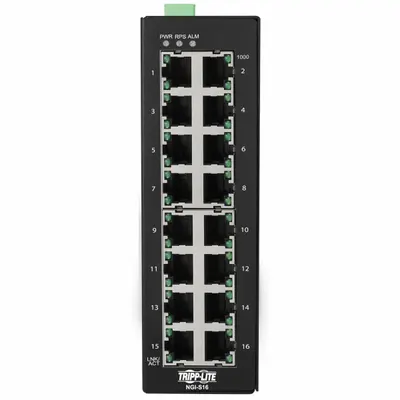 TRIPP LITE Ethernet Switch: Managed, DIN Rail, 16 Ports, RJ45, 10/100/1000 Mbps - DIN Rail-Mount Ethernet Switches