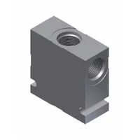 Steel cartridge valve base with three positions and C12-3 cavity size. Features a 1-1/16-12 connection thread. Used as a mounting and flow-control platform for hydraulic cartridge valves in fluid-power systems