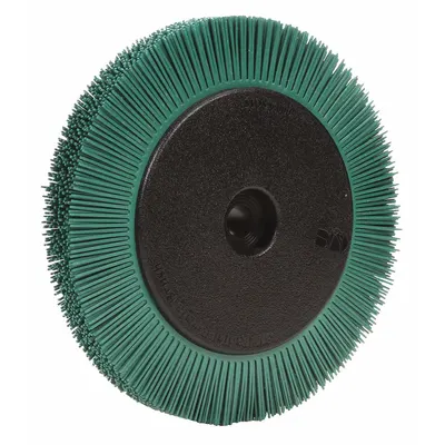 SCOTCH-BRITE Radial Bristle Brush: Type S, 8 in Dia x 1 in Wd, 1 1/4 in Arbor, Ceramic - Deburring & Cleaning Radial Bristle Brushes for All Metals