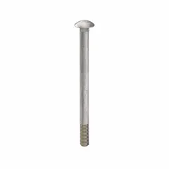 This square neck carriage bolt is made from 18-8 stainless steel with a plain finish, offering corrosion resistance. It features a 5/16"-18 thread size and 4-1/2" length, with a square neck that prevents rotation during tightening. Used in metal-to-wood or metal-to-metal fastening applications where a smooth dome head is desired. Sold in a 25-pack.