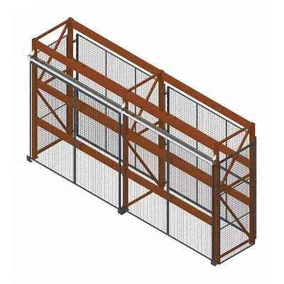 WIRECRAFTERS Enclosure Kit: 2 Bays, 120 in x 42 in x 96 in, 10 ga, Steel, Powder Coated - Wire Mesh Pallet Rack Enclosure Kits
