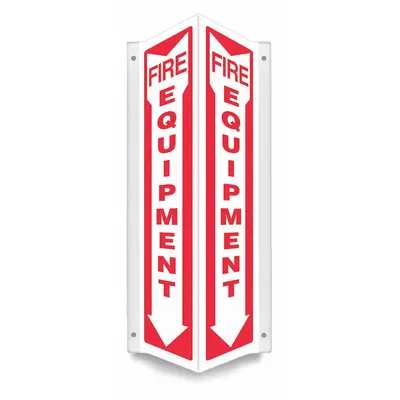 CONDOR Safety Sign: PETG, Mounting Holes Sign Mounting, 24 in x 7 1/2 in Nominal Sign Size - V-Shape Projection Fire Equipment Signs
