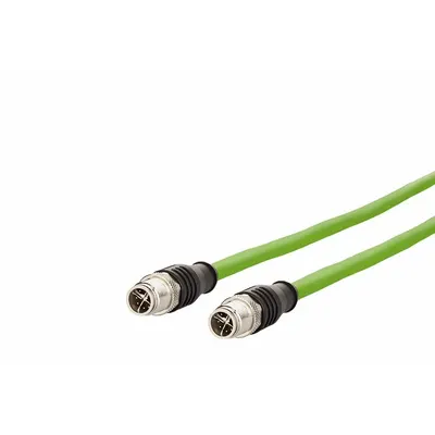 METZ CONNECT Cable: Cat7, M12 Plug Male Straight x M12 plug Male Straight, 1 m Lg, PUR - M12 Connector to M12 Connector Cordsets