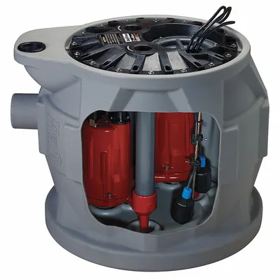 LIBERTY PUMPS Grinder Pump System: Plastic, 1 hp, 230V AC, 42 gpm @ 10' of Head - Duplex Sewage Grinder Pump Packages