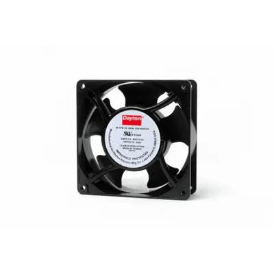 Dayton Axial Fan: 99 cfm Airflow @ 0.000 in SP, 4 11/16 in Ht, 1 1/2 in Dp, Terminals - Standard Square Axial Fans
