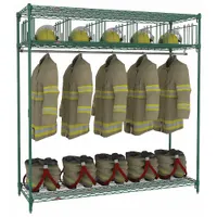 METRO Turnout Gear Storage Rack: Free Standing, 1 Sides, 5 Compartments, Steel, Green, 72 in Lg (MPN TFSTATOGR)