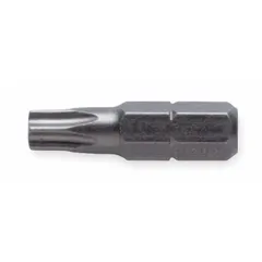 Insert Torx bit with T20 size and hex drive, made from S2 steel. Designed for driving Torx fasteners in industrial assembly and maintenance tasks. Standard-duty bit suitable for general fastening applications.