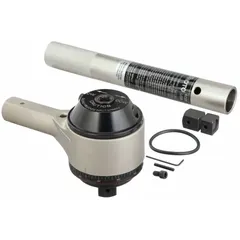 This handheld torque multiplier is designed for use with hand or power tools to apply high torque to fasteners. It features a 1/2 in input square drive and a 1 in male output square drive, with a maximum rated input of 162 ft-lb and a gear ratio of 1:13.6. Suitable for heavy-duty bolting applications in maintenance, construction, and assembly.