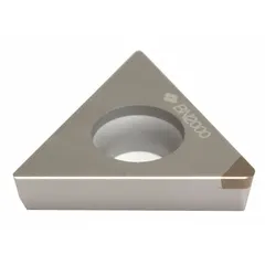 Triangle (T) indexable turning insert for lathe operations. The triangular shape provides three cutting edges for efficient material removal. Suitable for general turning applications in metalworking.