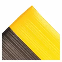 Antifatigue Runner: Ribbed, 4 ft x 30 ft, 3/8 in Thick, Black with Yellow Border, PVC Foam (MPN 410S3430BY)