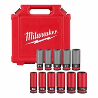 MILWAUKEE Lug Nut Wheel Socket Set: 1/2 in Drive Size, Small Set (0-50 pieces) Set Size, 11 Pieces (MPN 49-66-7833)