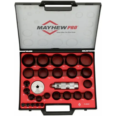 MAYHEW 27-Piece Hollow Punch Set, SAE Sizes, Vinyl Case - Gasket Punch Sets