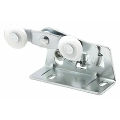 This hanging door roller from PRIME-LINE measures 3 27/32 inches in length and 3 13/16 inches in width. It supports a maximum weight of 70 pounds per pair (1 PR) and is used in sliding door applications for residential or light-commercial settings.