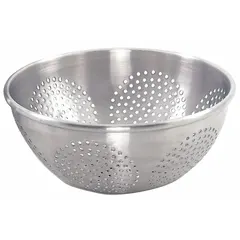 Aluminum colander with 12 qt capacity and 5 1/2 in overall height. Suitable for draining liquids from cooked pasta, vegetables, and other foods in commercial or home kitchens.