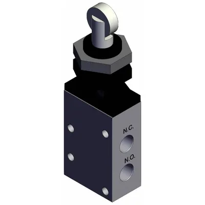 SMC Shuttle Valve: VM400 Series, Roller Actuator, 3 Ports, 1/8 in BSPT - VM Series Manual Air Control Valves